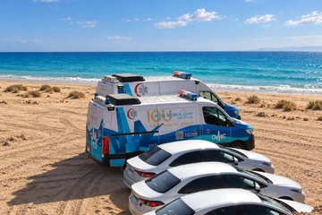The Fleet's medical transport vehicles by the Red Sea